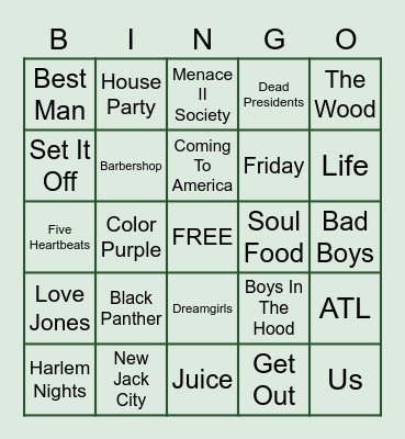 BLACK MOVIES Bingo Card