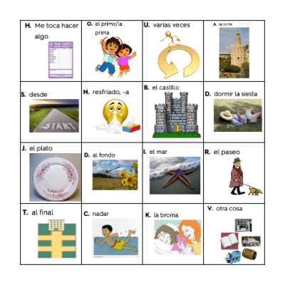 Las vacaciones Bingo Card