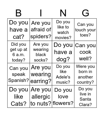 People bingo - Bingo Card