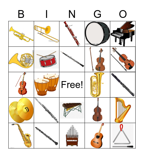 Musical Instrument Bingo Card