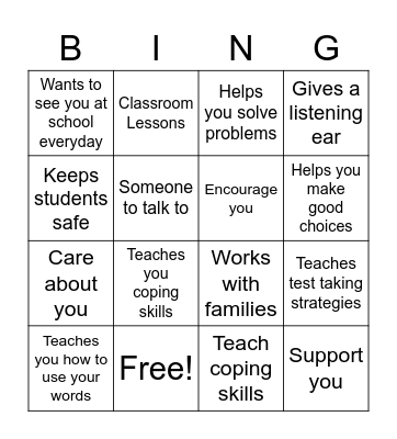 National School Counseling Week Bingo Card