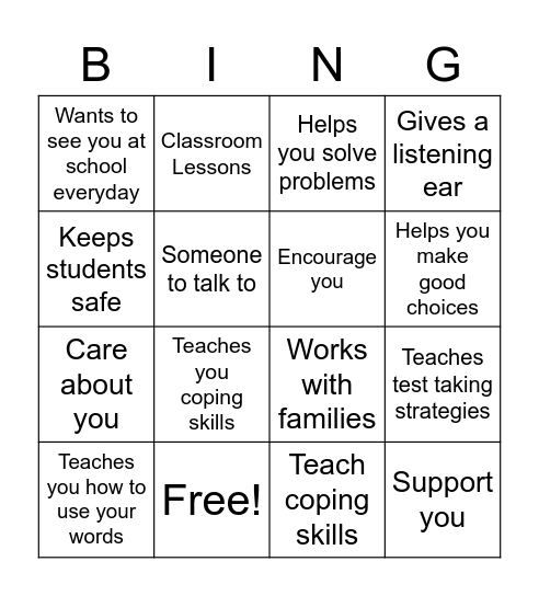 National School Counseling Week Bingo Card
