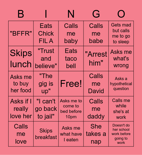 Kj's Weeklies Bingo Card