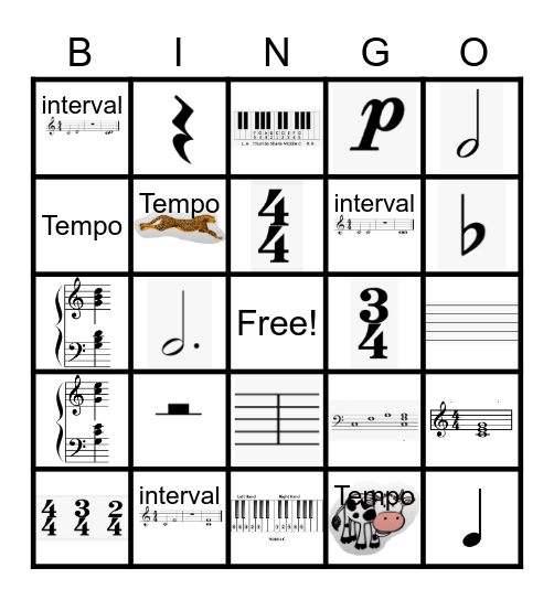 Piano Chapter 5 Review Bingo Card