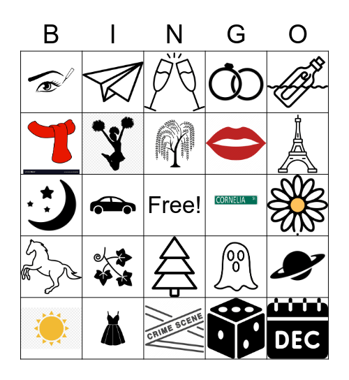 Taylor Swift Singo Bingo Card