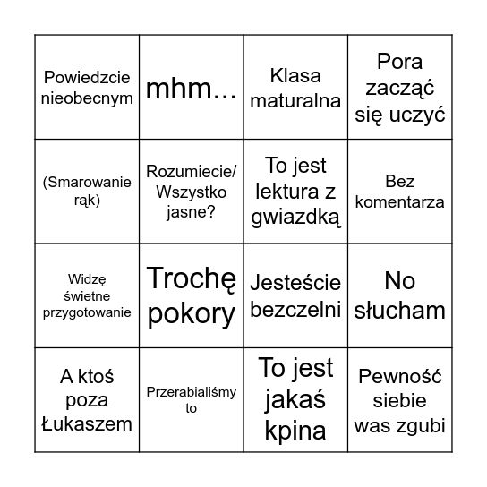 PoLSki Bingo Card