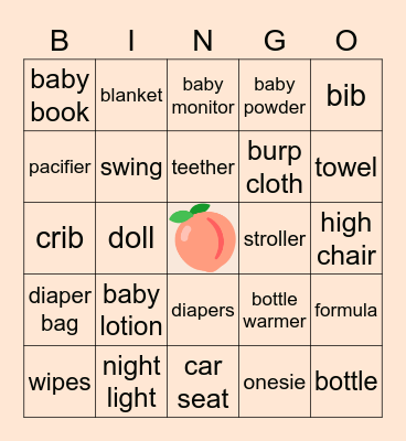 B A B Y Bingo Card