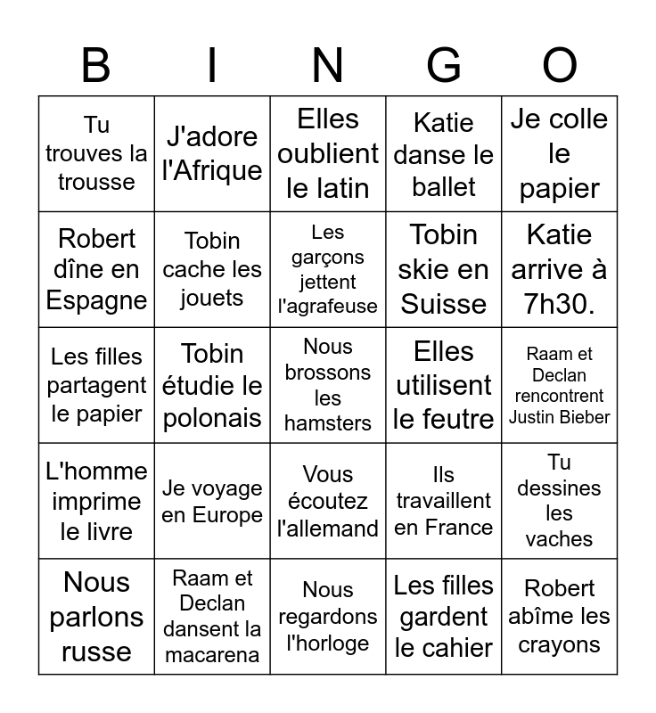 les-verbes-en-er-bingo-card