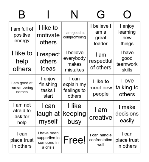 Self Advocacy Bingo Card