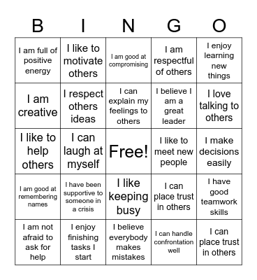 Self Advocacy Bingo Card