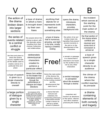 February: IBDP Drama Bingo Card