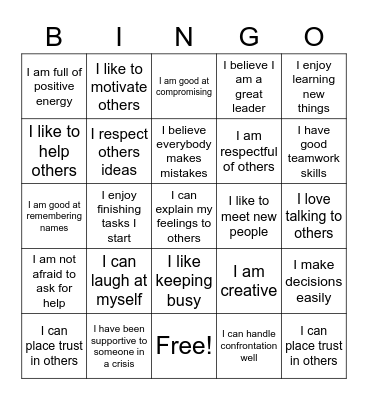 Self Advocacy Bingo Card