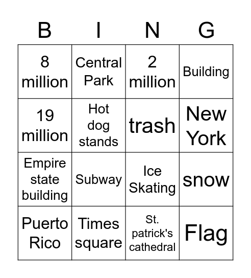 United states Bingo Card