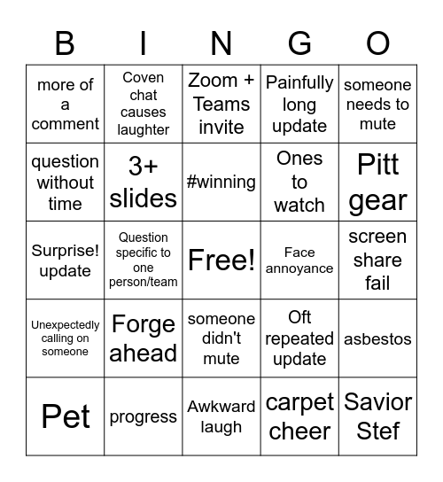 Meeting Bingo Card