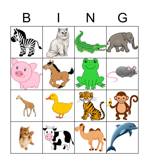 ANIMALS Bingo Card