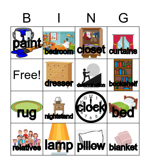 My Very Own Room Bingo Card