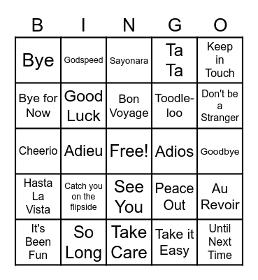 Goodbye Bingo :( Bingo Card