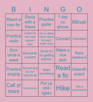 Feb bingo Card