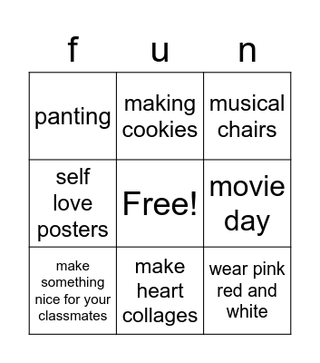valentine's day Bingo Card