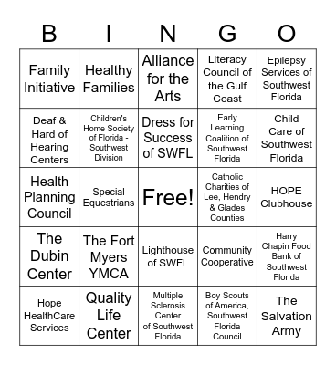United Way Bingo Card