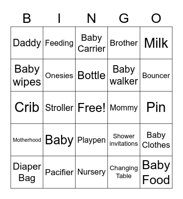 Baby Bingo Card