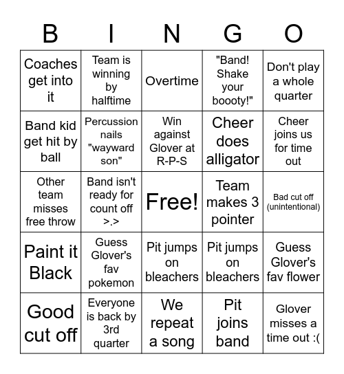 Band Bingo Card