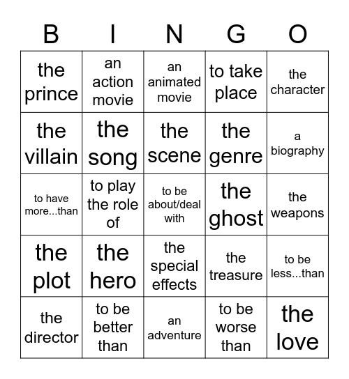 las películas: primera página Bingo Card