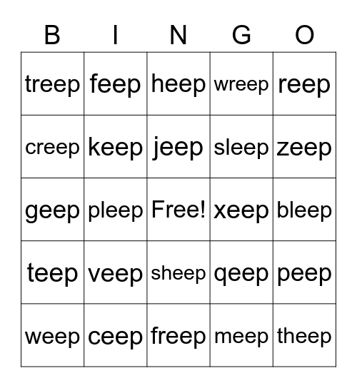 eep Bingo Card