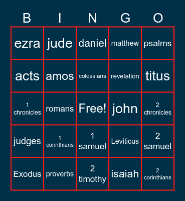 bible bingo Card