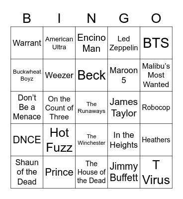 February 1st - Round 1 Bingo Card