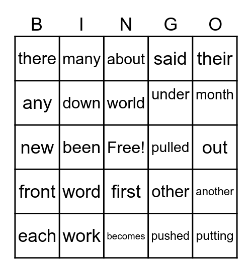 Corde, Kamryn and Davis Bingo Card