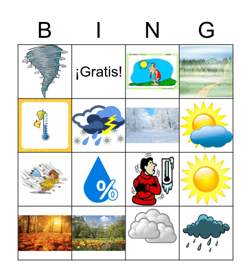 El Clima y Las Estaciones Bingo Card