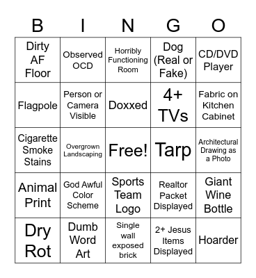 Zillow Bingo Card