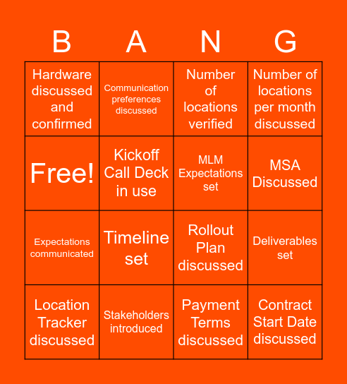 BANG Bingo Card