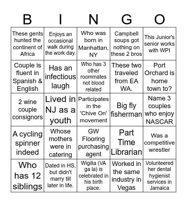 WPI Ice Breaker BINGO Card