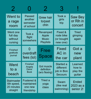 Goals Bingo Card
