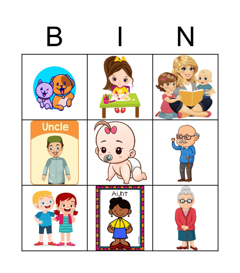 Family Members Bingo Card