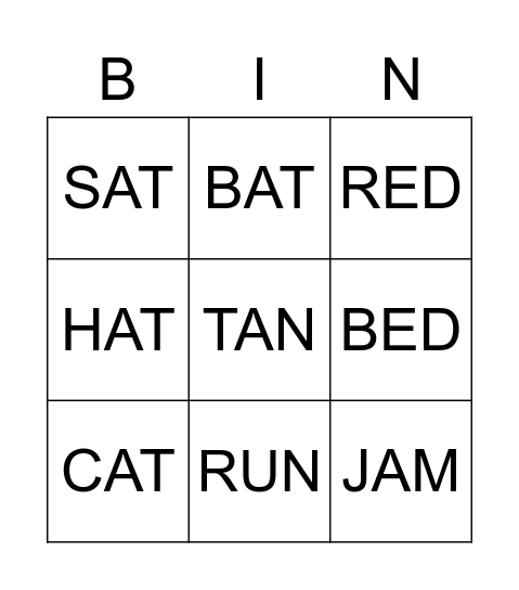 SIGHT WORDS BINGO Card
