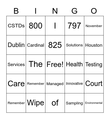 CardinalHealth Sterile Preparations BINGO Card