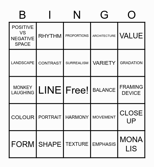 Photography Bingo Card