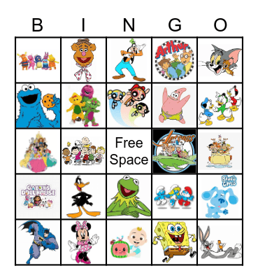 Kids TV Shows Bingo Card