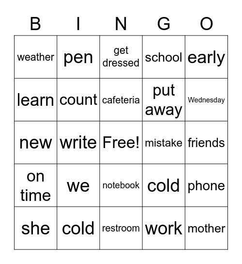 Untitled Bingo Card
