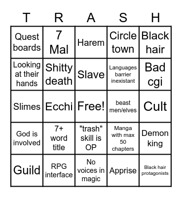 ANIME ISEKAI TRASH? Bingo Card