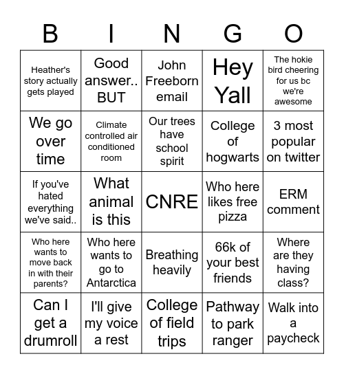 John Gray Bingo Card