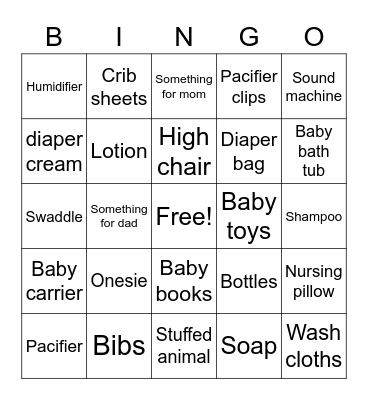 Baby Bingo Card