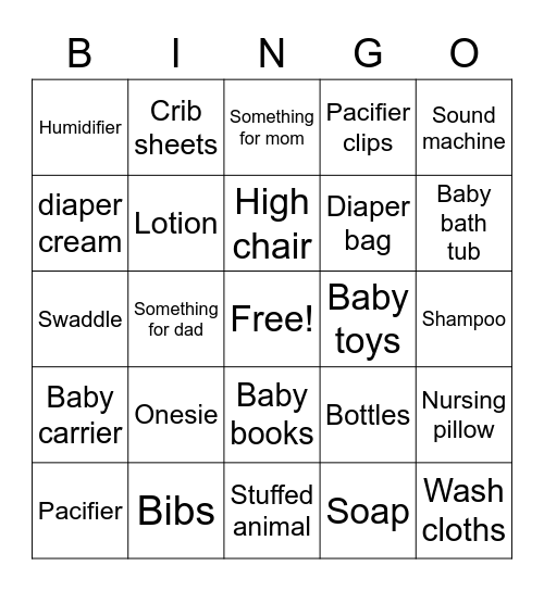 Baby Bingo Card