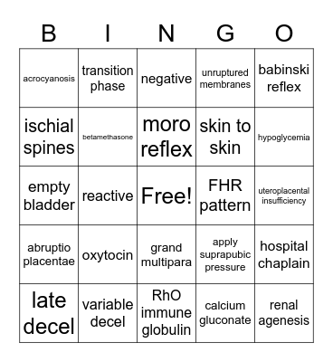 Reproduction Bingo Card