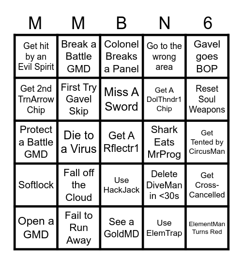 MMBN 6 - Viewer Bingo EX Bingo Card