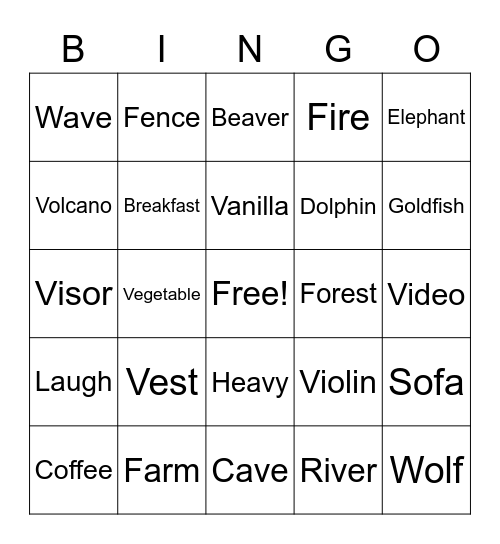 Stopping Bingo /F/ and /V/ Bingo Card