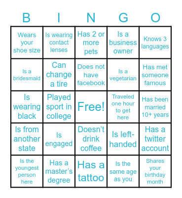 Find the Guest Bingo! Bingo Card